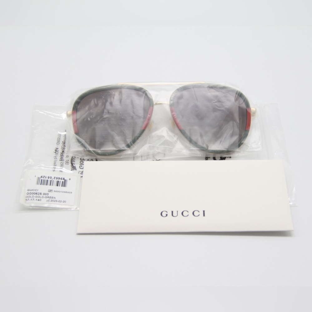 NEW GUCCI GG0062S 003 UNISEX GREEN RED SUNGLASSES - Picture 13 of 14